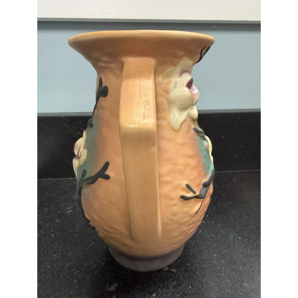 Roseville Pottery Magnolia Double‎ Handle Vase 90-7 Art Pottery Reproduction